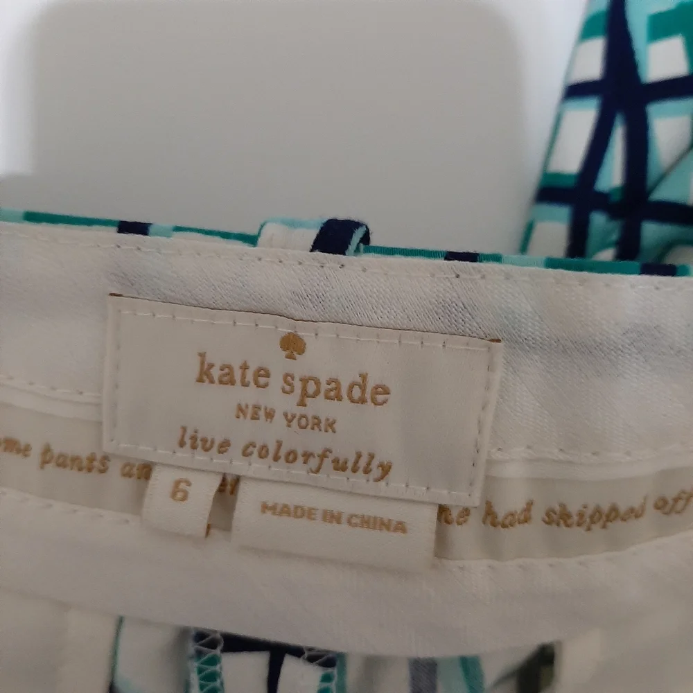 Kate Spade Breeze Block Plaid Cotton Pants Size 6